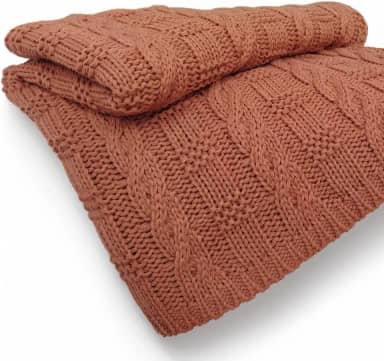Manta de Tricô Para Sofá Poltrona Cobertor Cama Malha Encorpada 150x90cm Usufruto Decoração Sala d05 (Terracota Matte)