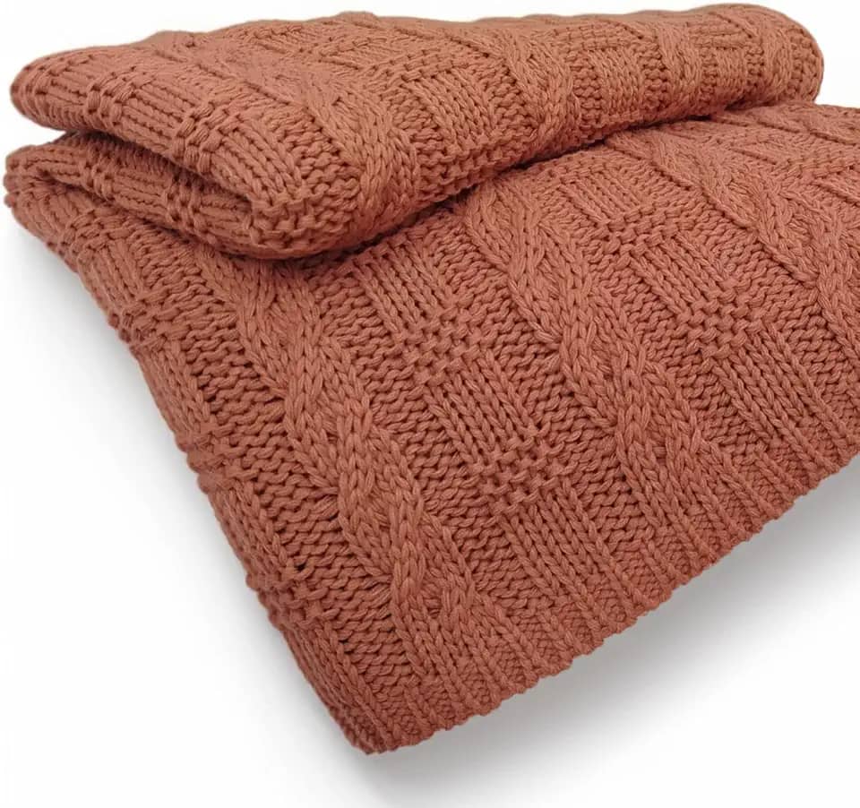 Manta de Tricô Para Sofá Poltrona Cobertor Cama Malha Encorpada 150x90cm Usufruto Decoração Sala d05 (Terracota Matte)