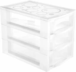 Ordene - Gaveteiro Plástico Médio com 3 Gavetas, Cor Cristal, Linha Bel, Ordene