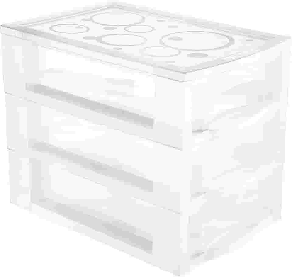 Ordene - Gaveteiro Plástico Médio com 3 Gavetas, Cor Cristal, Linha Bel, Ordene