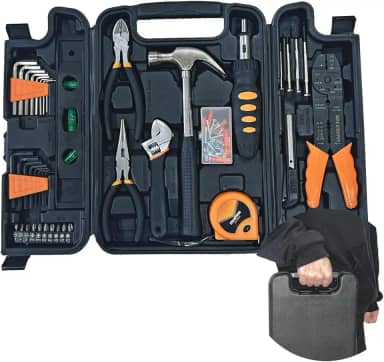 Kit de Ferramentas com 129 Peças, Maleta Profissional com Alicates, Chaves e Acessórios