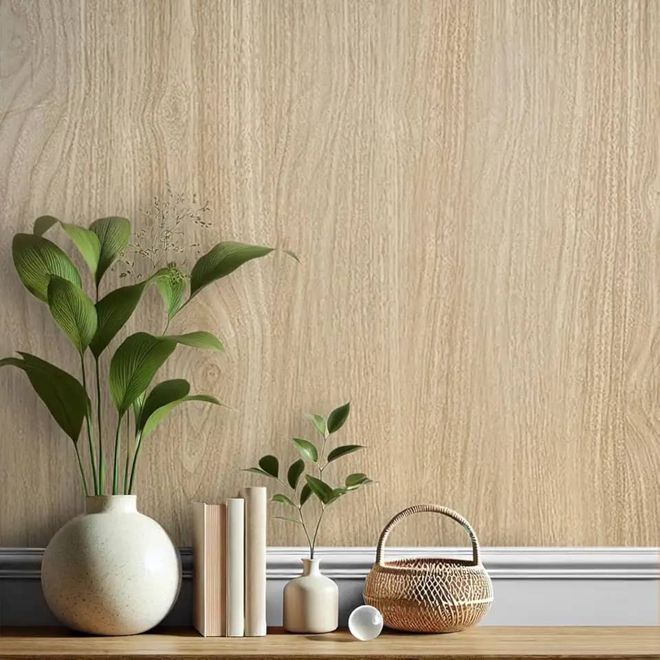 Papel Autocolante Adesivo de Parede Imita Madeira Lavável 10 Metros (Madeira Carvalho Claro)