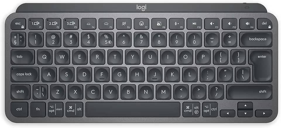 Teclado sem fio Logitech MX Keys Mini com Iluminação Inteligente, Conexão USB ou Bluetooth Easy-Switch para até 3 dispositivos e Bateria Recarregável - Grafite