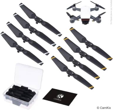 CamKix Hélices de substituição para DJI Spark - 2 conjuntos (8 lâminas) - com caixa de armazenamento conveniente - asas dobráveis de liberação rápida - design testado em voo - acessório essencial para