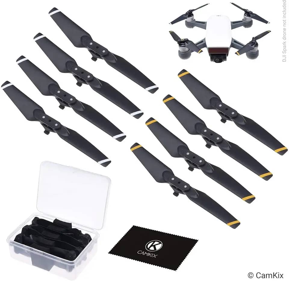 CamKix Hélices de substituição para DJI Spark - 2 conjuntos (8 lâminas) - com caixa de armazenamento conveniente - asas dobráveis de liberação rápida - design testado em voo - acessório essencial para