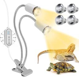 Petboda Lâmpada De Calor Para Répteis, Luz De Réptil Uva/Uvb De Cabeça Dupla Com Temporizador De Ciclo, Luz De Frade Regulável Para Tartaruga, Tartaruga, Lagarto, Cobra, Dragão Barbudo E Muito Mais, 4
