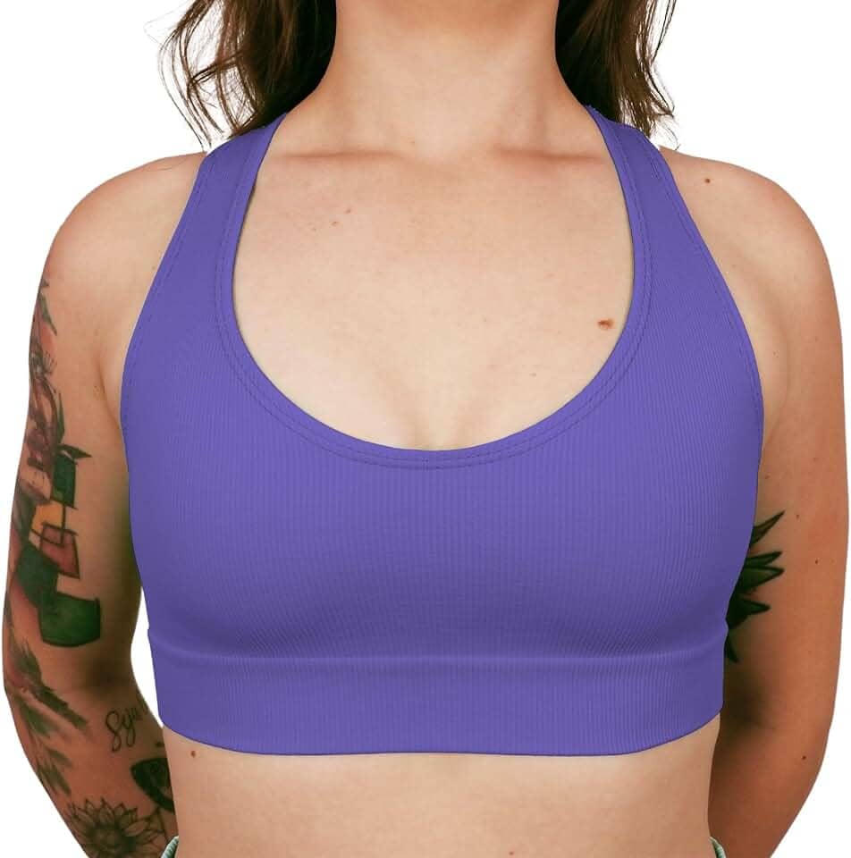 Top Academia Fitness Sem Bojo Alta Sustentação Sem Costura Nadador Canelado Poliamida Elastano Selene