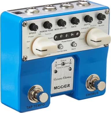 Mooer Pedal Chorus Twin Reverie TCH1, para Guitarra, 5 Modos, Chorus, Rotary, Ambience, Shimmer, Multiple, 8 Efeitos, Tap Tempo, True Bypass, Entrada e Saída Estéreo