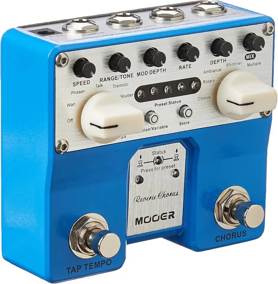 Mooer Pedal Chorus Twin Reverie TCH1, para Guitarra, 5 Modos, Chorus, Rotary, Ambience, Shimmer, Multiple, 8 Efeitos, Tap Tempo, True Bypass, Entrada e Saída Estéreo