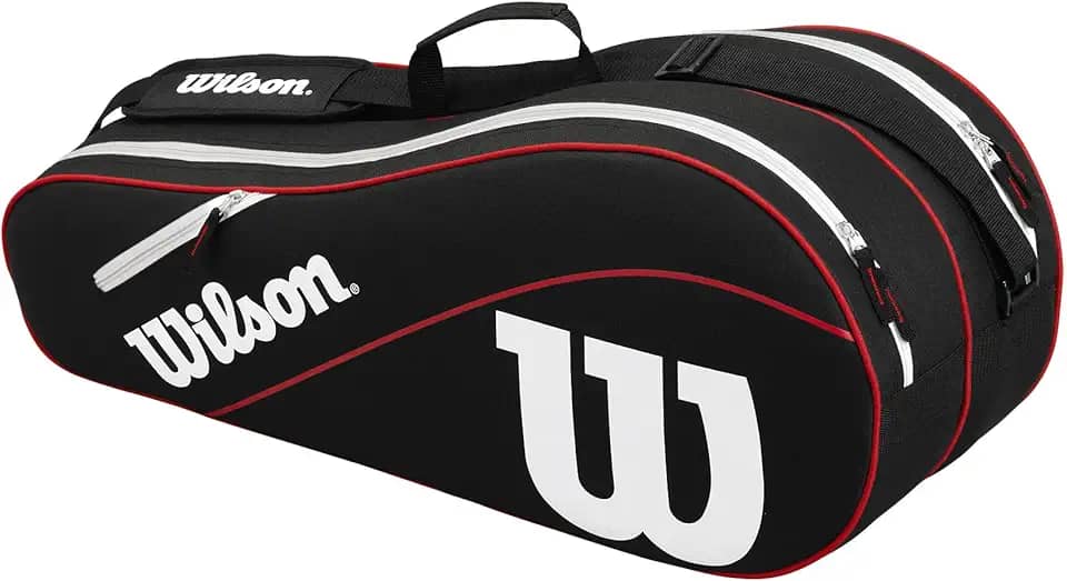 WILSON Bolsa para raquete de tênis Advantage III - comporta até 6 raquetes, preto/branco/vermelho