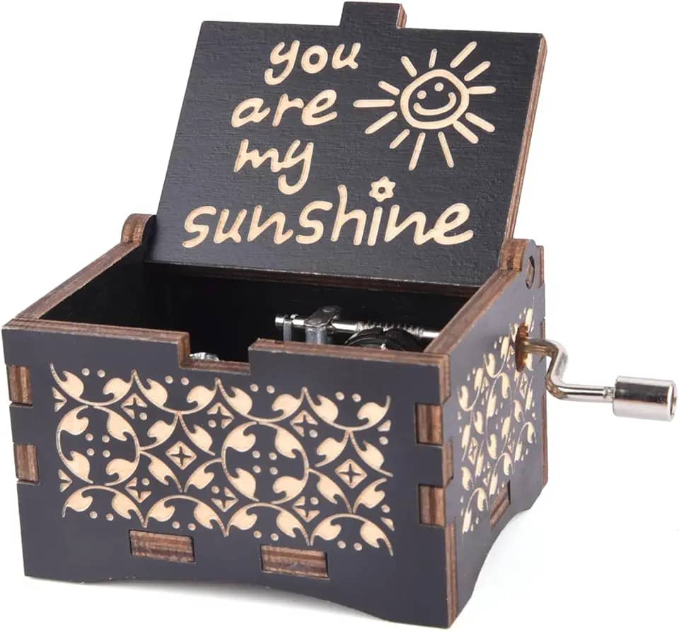 Caixas de música You are My Sunshine, presentes exclusivos para mãe/filha/esposa, manivela de madeira vintage preto caixas musicais para aniversário/aniversário/Natal/Dia dos Namorados/Dia das