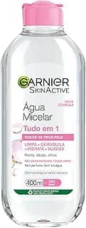 Garnier SkinActive Água Micelar de Limpeza Tudo em 1, Solução Demaquilante que Limpa, Tonifica e Remove Oleosidade, Fórmula Suave Sem Álcool para Todos os Tipos de Pele, 400ml