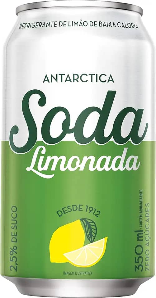 Soda Limonada Antarctica - Refrigerante, zero açúcar, Lata 350ML