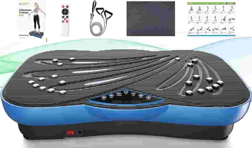 JUFIT Máquina de exercícios com placa de vibração, equipamento de fitness com Bluetooth e tapete antiderrapante, plataforma de vibração de atividades físicas para tonificação e perda de peso, peso máximo do usuário 150 kg