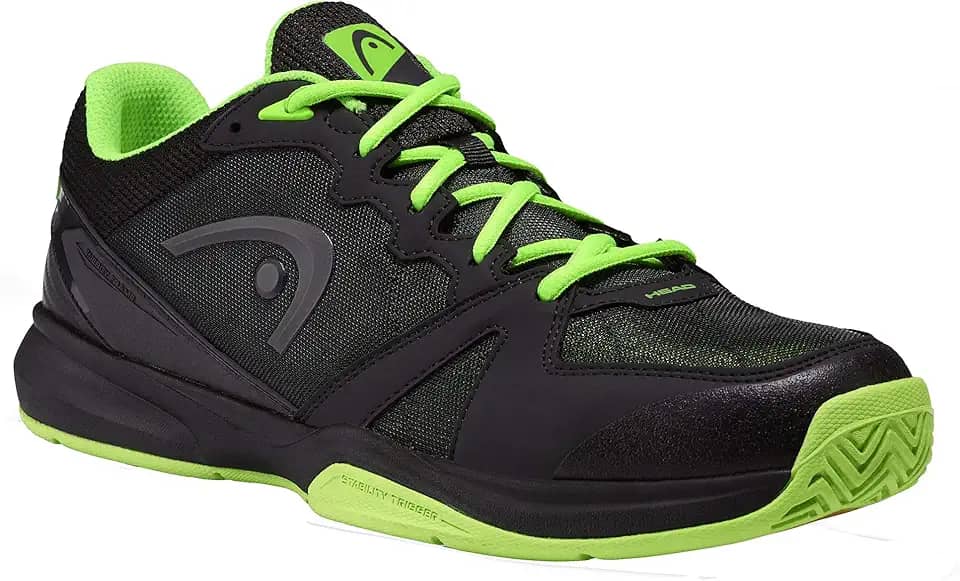 Tênis de quadra masculino Revolt Pro Indoor (preto/verde) para squash, badminton ou pickleball, Corvo/verde neon, 38 BR