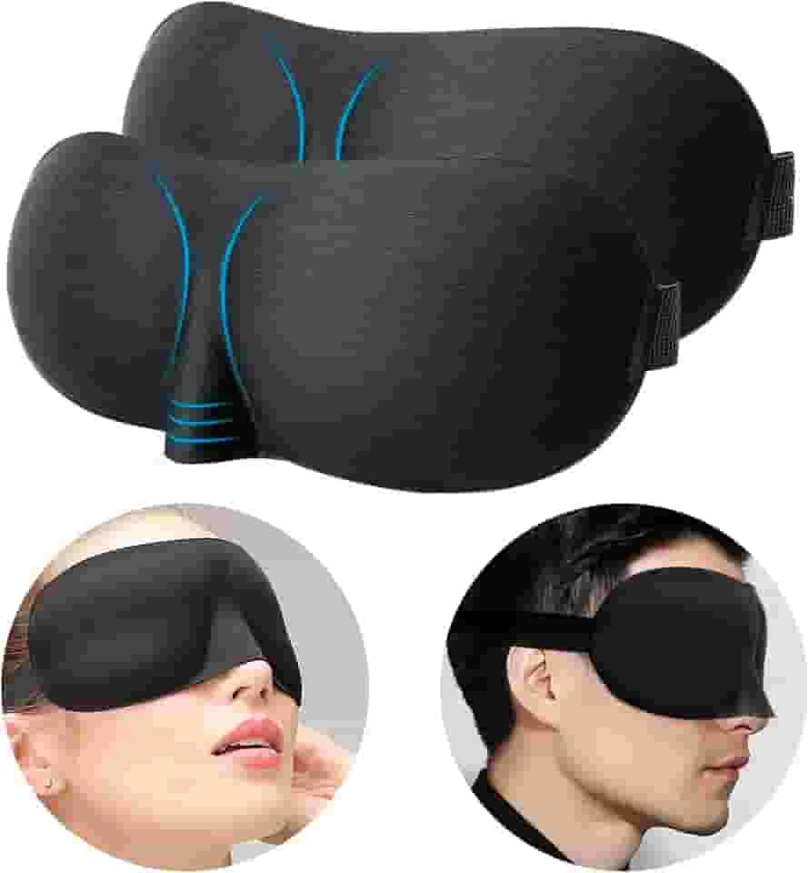 Kit 2x Máscara Tapa Olhos Para Dormir 3D Unissex Blackout Confortável Viajar Relaxar Repouso Chochilo Sono Soneca Descanso Viagens Turno Noturno Venda