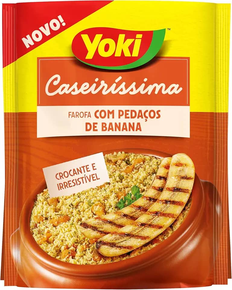 Farofa de Mandioca com Pedaços de Banana Crocante Yoki Caseiríssima Pacote 200g