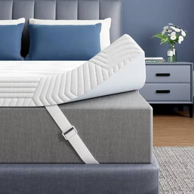 ELEMUSE Cobertura de colchão de espuma viscoelástica de gel de 10 cm Queen Size para alívio de pressão para dores nas costas, design antiderrapante com capa removível e lavável, CertiPUR-US