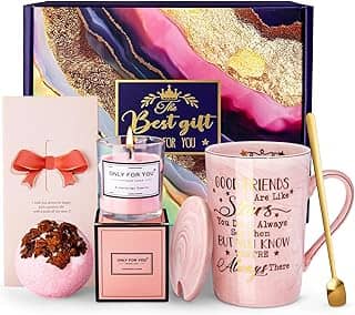 Presentes de aniversário de melhor amiga para mulheres, ideias exclusivas de presentes de amizade para melhores amigas, melhores amigas, irmãs mais amigas, xícara de café de mármore rosa de 400 ml com