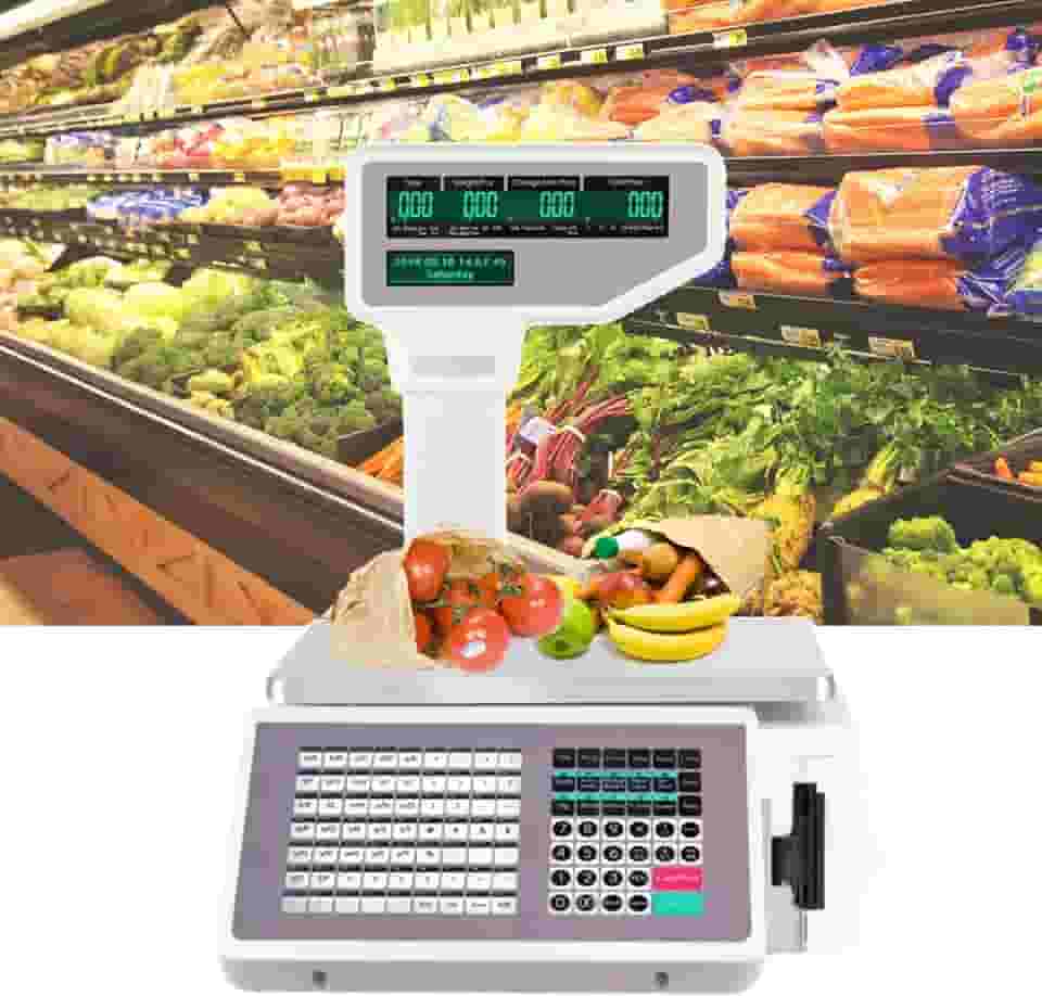 CHONGHAN BalançA Digital Comercial, BalançA De ImpressãO De Etiquetas, BalançA EletrôNica De Caixa Registradora De Frutas De Supermercado Com Impressora De Etiquetas, Capacidade De 30 Kg