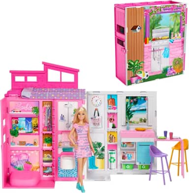 Barbie, Casa de Bonecas Glam com Boneca, Para meninas acima de 3 anos (Vem com 1 Boneca)