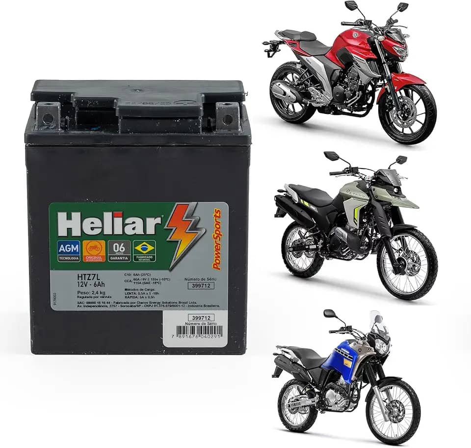 Bateria Moto Xtz Lander Tenere Fz25 Fazer Xr Tornado Twister 250 Cb 300 Nx4 Falcon 400 Nx400i Cb300 Heliar 12v 6ah