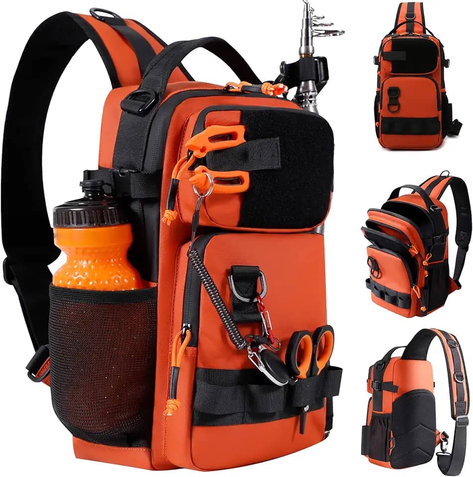 NEW VIEW Mochila de pesca com 8 bolsos e conforto seco com armazenamento duplo ajustável para vara bolsa masculina