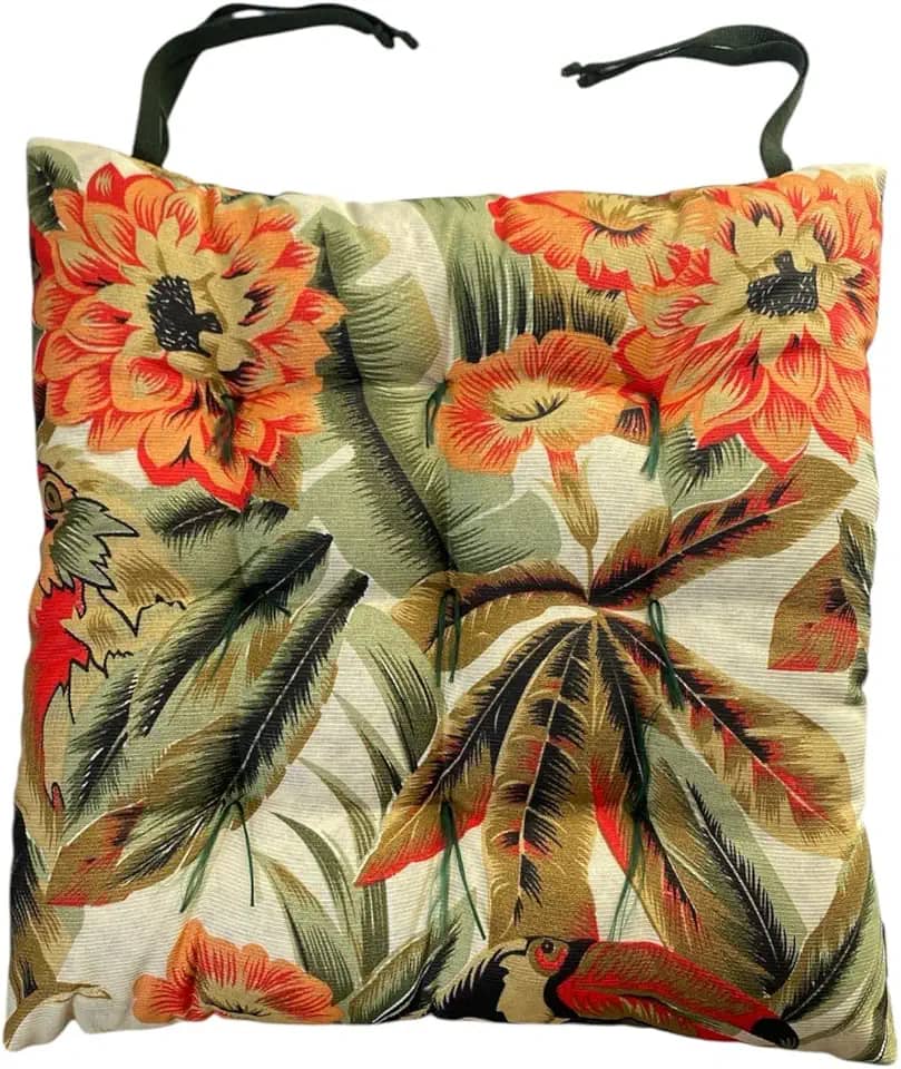 Almofada Para Cadeira Futton Ox Tropical 40x40cm - Verde/Bege