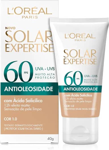 L'Oréal Paris Solar Expertise Antioleosidade FPS 60 Cor 1.0 - Protetor Solar com Cor 40g
