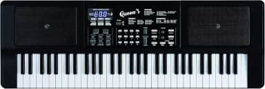 Teclado Musical Eletrônico Queen's de 61 Teclas com Microfone - Funções de Aprendizado Interativas, Biblioteca de Sons Diversa e Capacidade de Gravação - Preto