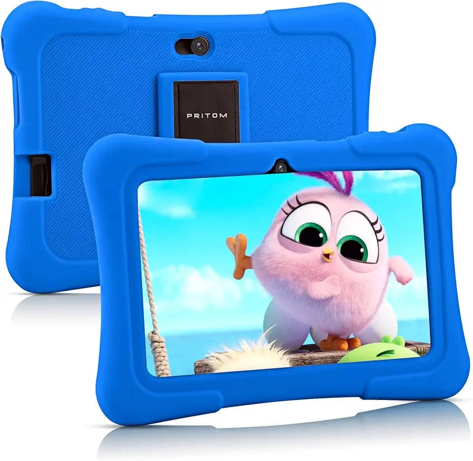 PRITOM Tablets infantis de 7 polegadas, tablet Androdi 13 para crianças, 32 GB, WiFi, Bluetooth, câmera dupla, educação, jogos, controle parental, software infantil pré-instalado com capa para tablet