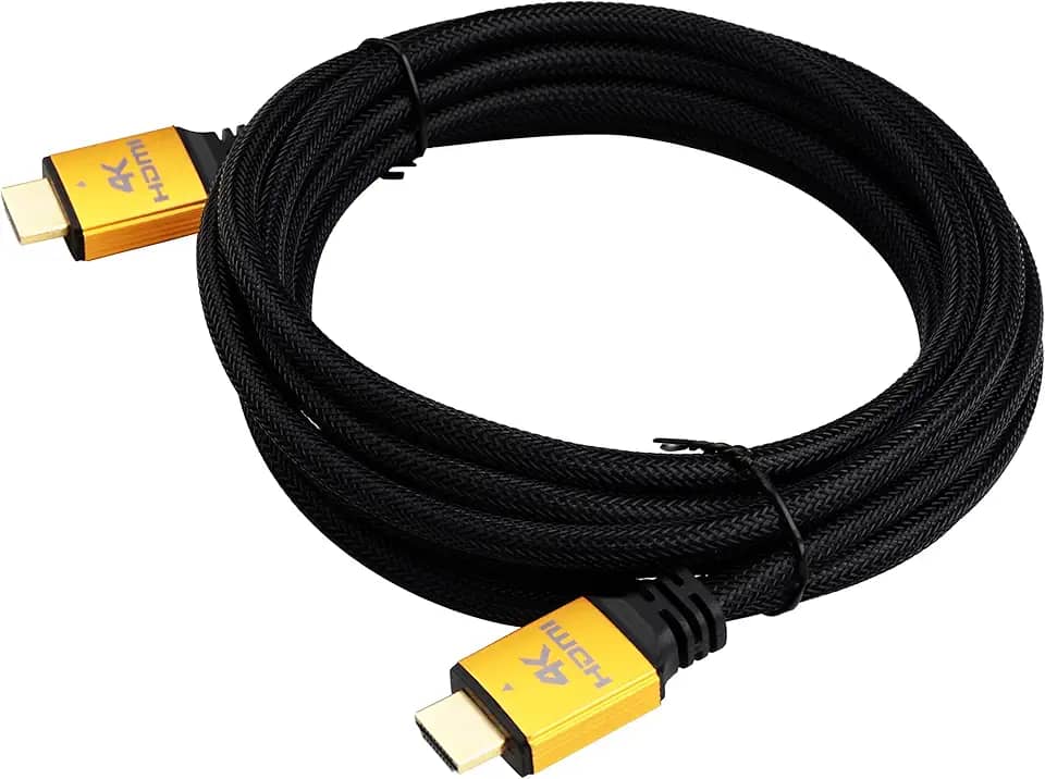 NTW Cabo HDMI PURE PRO 4K de 3 m de alta velocidade, cabo HDMI 2.0, 4K HDR, cabo Ultra HD 3D, 2160P, 1080P, Ethernet, retorno de áudio (ARC), compatível com PS5, PS4/3, UHD TV, Blu-ray, PC, Xbox, dourado/preto