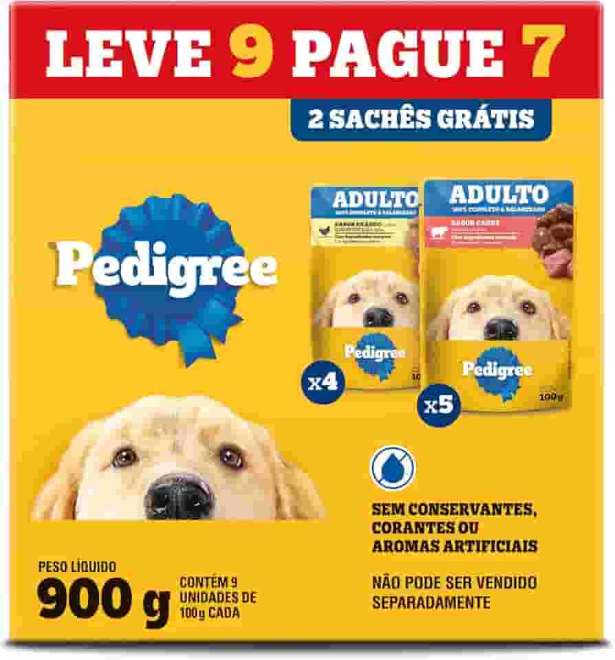 Pack Ração Úmida Pedigree Sachê Carne e Frango para Gatos Adultos - Leve 9 Pague 7