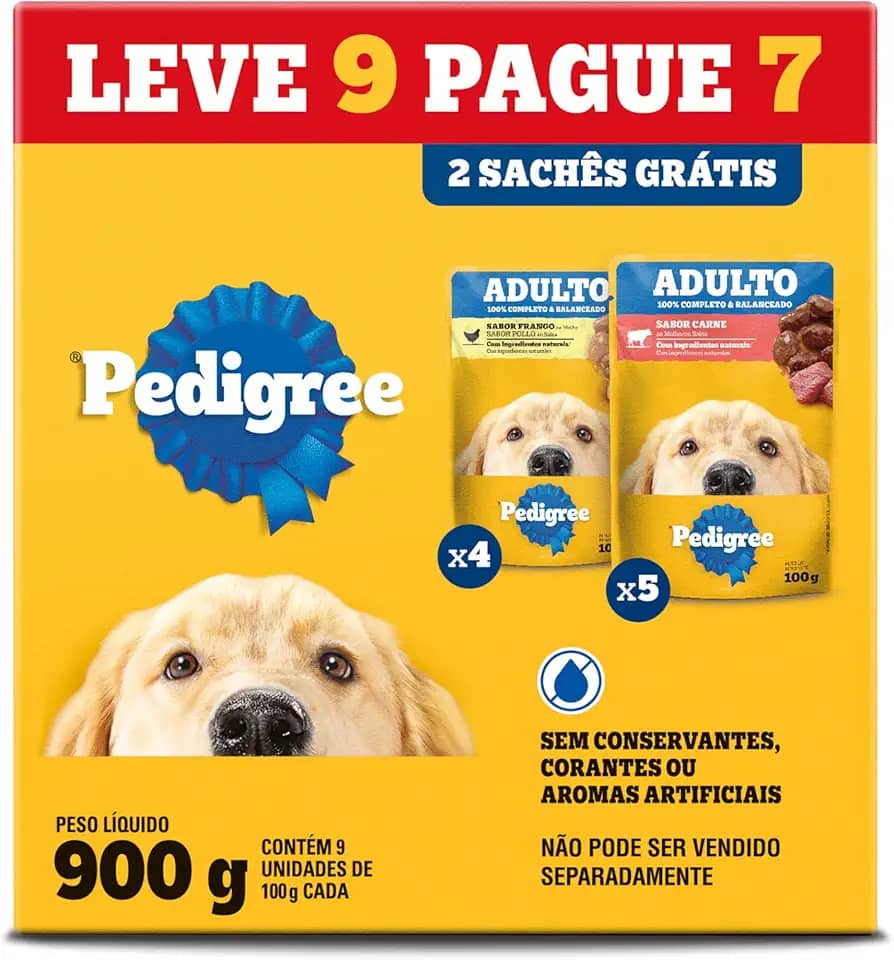 Pack Ração Úmida Pedigree Sachê Carne e Frango para Gatos Adultos - Leve 9 Pague 7