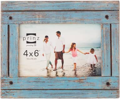 Prinz Homestead Moldura de madeira envelhecida, para fotos 4x6, exibição de parede ou mesa, azul