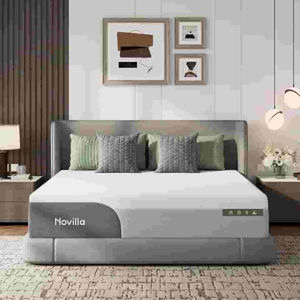 Novilla Colchão Queen de 30,5 cm, colchão Queen Size de espuma viscoelástica de gel em uma caixa com capa de nylon de toque frio para uma noite de sono fresca, alívio de pressão e suporte corporal com