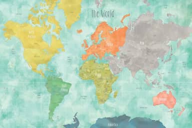 Wall Pops DWPK1829 Decalque de mapa do mundo Aquarela