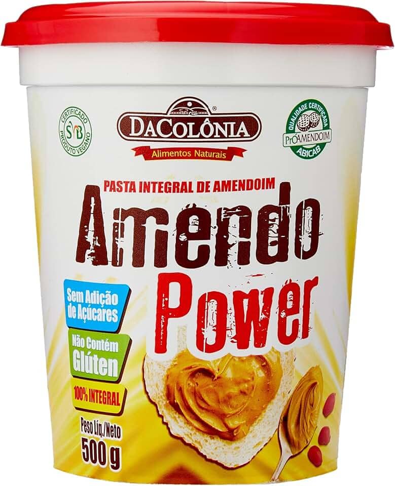 DaColônia Amendopower - Pasta De Amendoim Integral, Zero, 500G