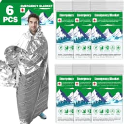CXYARY Pacote com 6 cobertores térmicos de emergência Mylar, cobertores espaciais de 213 x 132 cm, cobertor térmico de emergência, equipamento de sobrevivência, acampamento para atividades ao ar livre