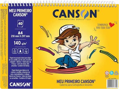 Caderno Meu Primeiro Desenho A4 140g/m², Canson, 66667087, Branco natural, 40 Folhas