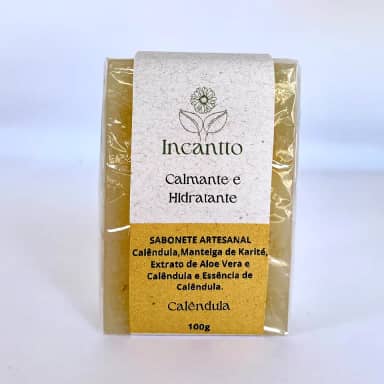 Sabonete Artesanal de Calêndula Calmante e Hidratante, Base Glicerinada 100% Vegetal 100g