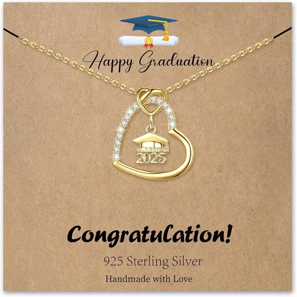 Presentes de formatura para sua faculdade 2025, colar com pingente de coração dourado, formatura de classe de 2025, presente de formatura inspirador, presentes de formatura de faculdade para sua irmã
