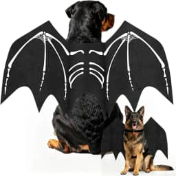 OLANRUN Fantasia de Halloween de cachorro, fantasia de asa de morcego com sinos de abóbora para decorações de festa de Halloween, fantasias fofas de cães e gatos asas de morcego cosplay para cães