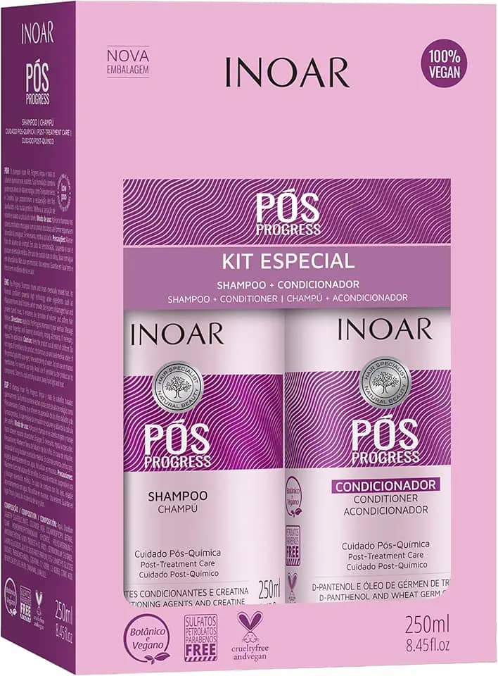 Kit Duo Shampoo e Condicionador Pós Progress, Inoar, 250 Ml