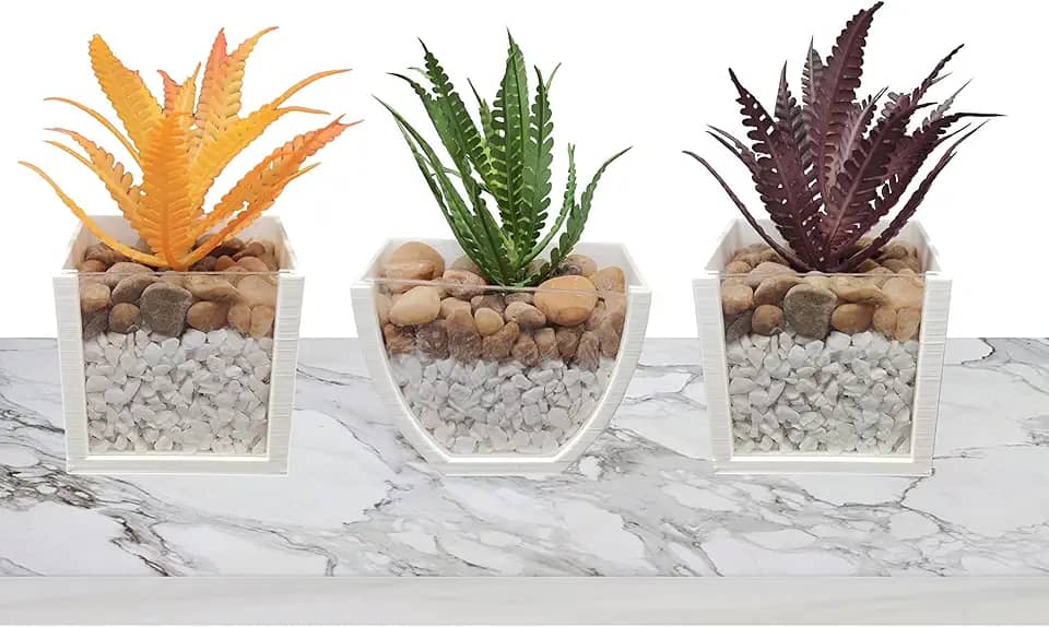 kit com 3 Vasos Arranjos de Plantas Suculentas Artificiais P/Banheiro, otimo para decoração de sua casa