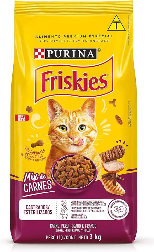 Purina Friskies Ração Gatos Castrados Friskies Mix De Carne 3Kg