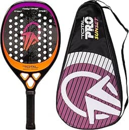 Raquete Beach Tennis Carbono 12k Total Pro Sunset + Capa | Leve e equilibrada | 1 ano de garantia
