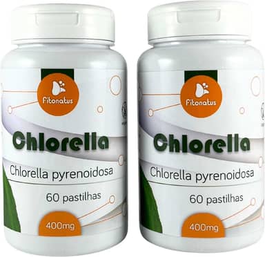 Kit 2 Chlorella 500 mg 60 Comprimidos Suplemento Clorela Algas Verde Comprimidos Fitonatus