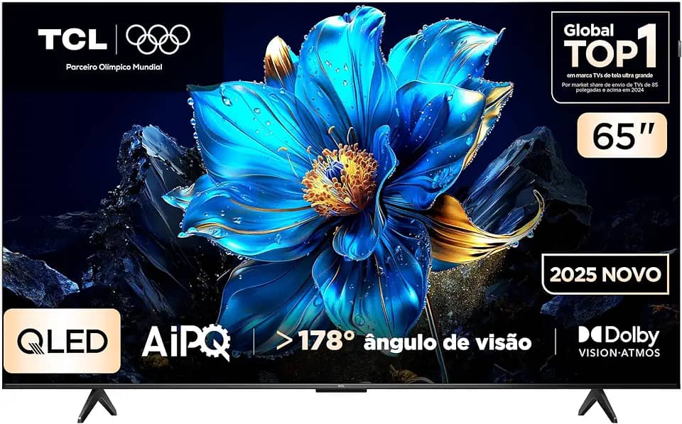Smart TV TCL 65 Polegadas QLED 4K P7K WiFi Bluetooth Google TV HDR10+ Dolby Atmos Dolby Vision 65P7K