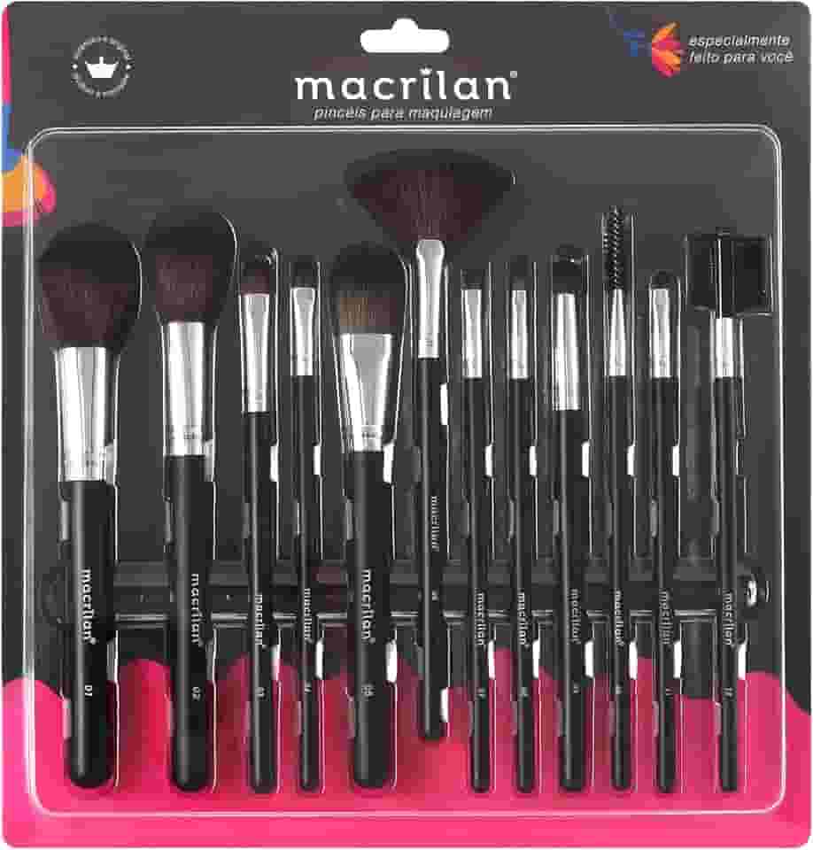 Kit com 12 pincéis para maquiagem - KP9-1A, Macrilan